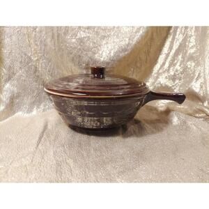 Vintage Marcrest Oven Proof Dish Handled Casserole Bean Pot Brown Daisy W/Lid